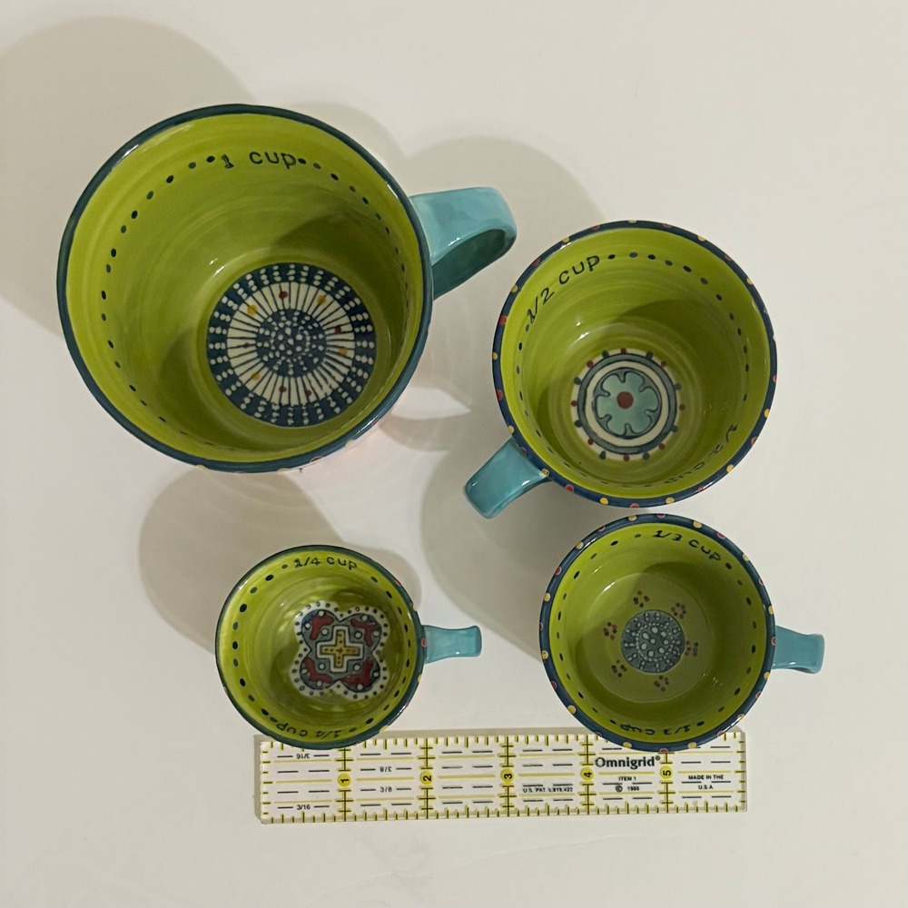 ANTHROPOLOGIE Austin Flora Measuring Cups Ceramic Handled Colorful Set of 4 - Picture 11 of 11